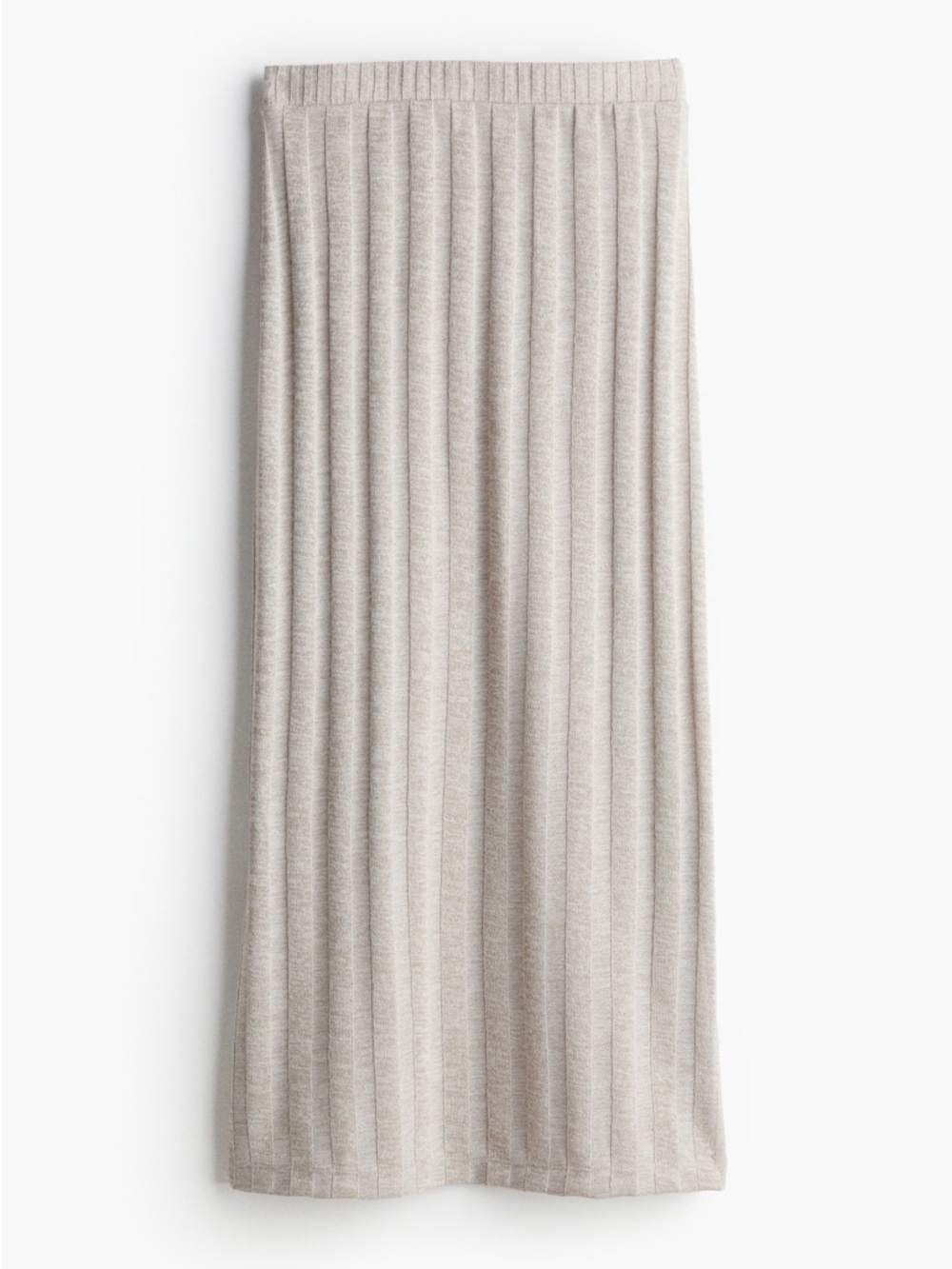 H&M oatmeal cream ribbed pull on stretch midi sweater skirt size XS